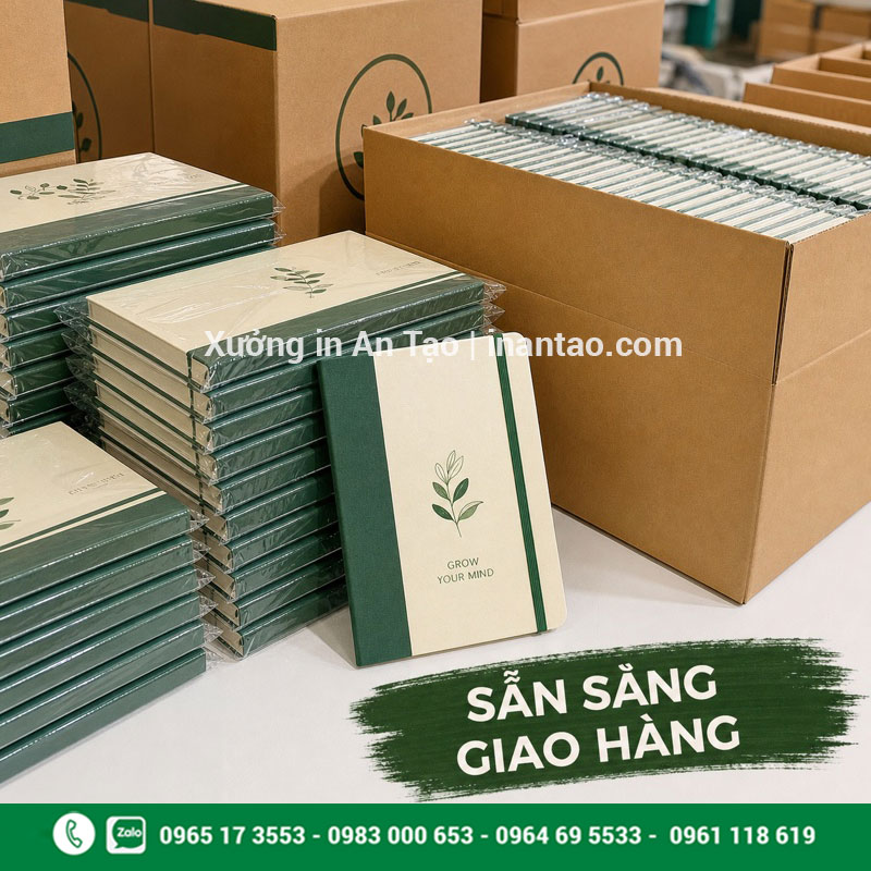 Đóng gói sổ tay hoàn thiện giao khách Sổ tay hoàn thiện được đóng gói sẵn sàng giao hàng