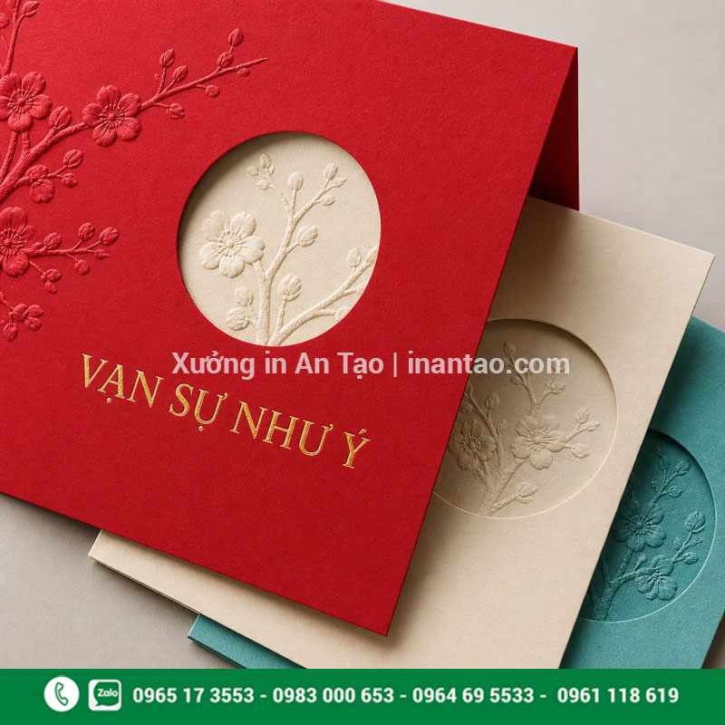 Gia công ép kim và dập nổi thiệp chúc Tết đẹp Thiệp chúc Tết đẹp gia công ép kim dập nổi và bế cửa sổ