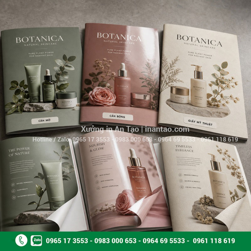 Giấy in catalogue cán mờ và cán bóng Mẫu giấy in catalogue cán mờ cán bóng và giấy mỹ thuật