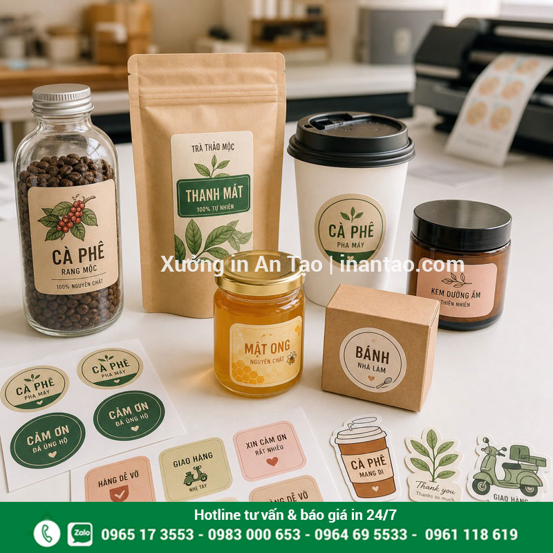 In decal theo yêu cầu tại intemdecal.com Mẫu in decal tem nhãn và sticker hoàn chỉnh cho nhiều loại bao bì