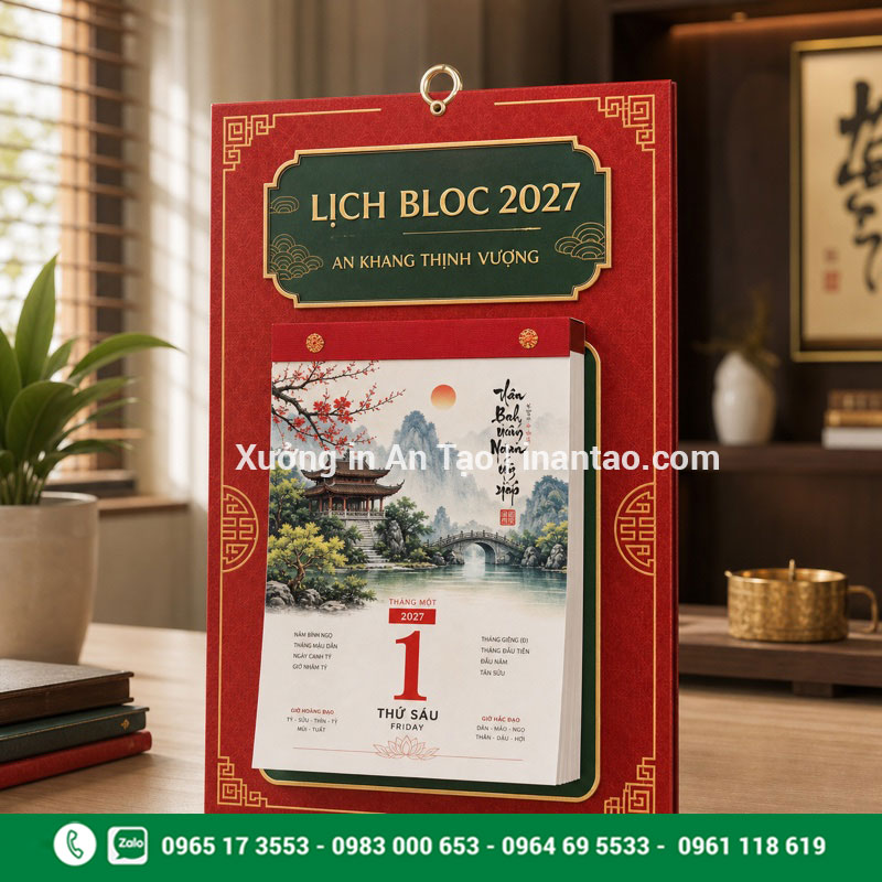 In lịch bloc thiết kế riêng cho doanh nghiệp Mẫu in lịch bloc hoàn chỉnh tại intemdecal.com