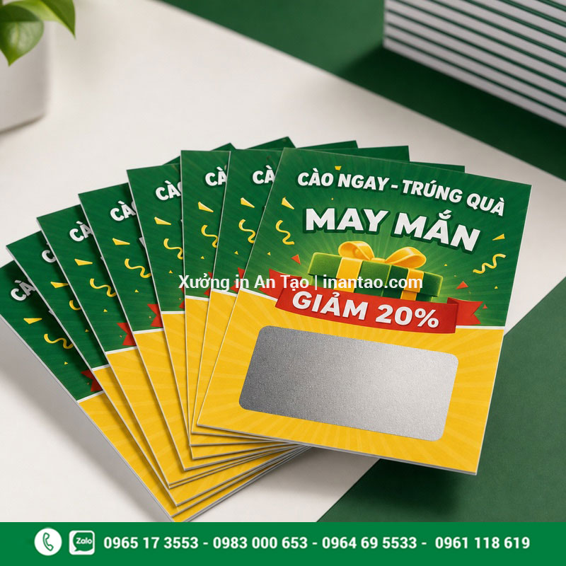 In thẻ cào trúng thưởng, khuyến mãi theo yêu cầu In thẻ cào trúng thưởng và khuyến mãi hoàn thiện tại intemdecal.com