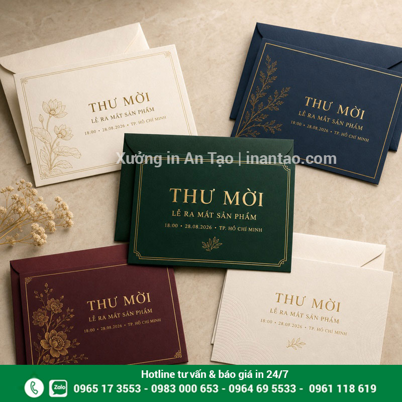 In thiệp mời sự kiện đẹp tại intemdecal.com Bộ in thiệp mời sự kiện hoàn thiện với nhiều màu và phong bì