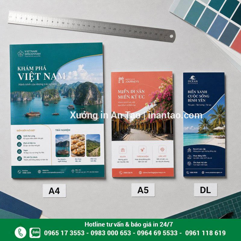 Kích thước in brochure A4 A5 DL phổ biến So sánh kích thước in brochure A4 A5 và DL
