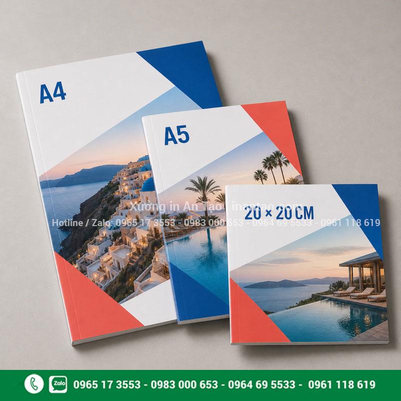 Kích thước in catalogue A4 A5 và khổ vuông So sánh kích thước in catalogue A4 A5 và khổ vuông 20 cm