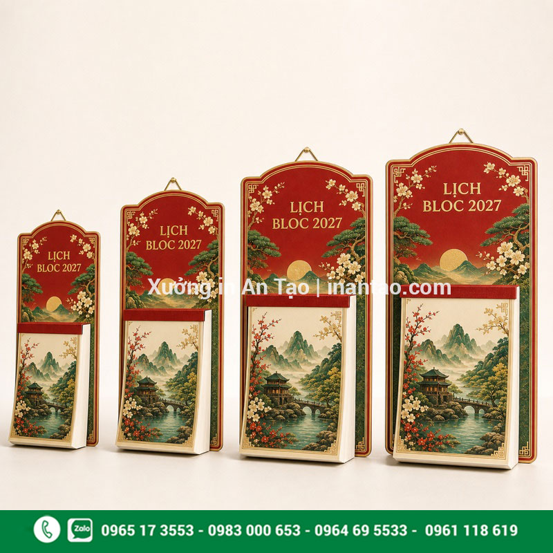 So sánh kích thước lịch bloc phổ biến Các kích thước lịch bloc phổ biến từ nhỏ đến lớn