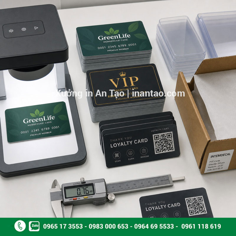 Kiểm tra độ dày mã QR và đóng gói thẻ nhựa Kiểm tra chất lượng và đóng gói thẻ nhựa sau in