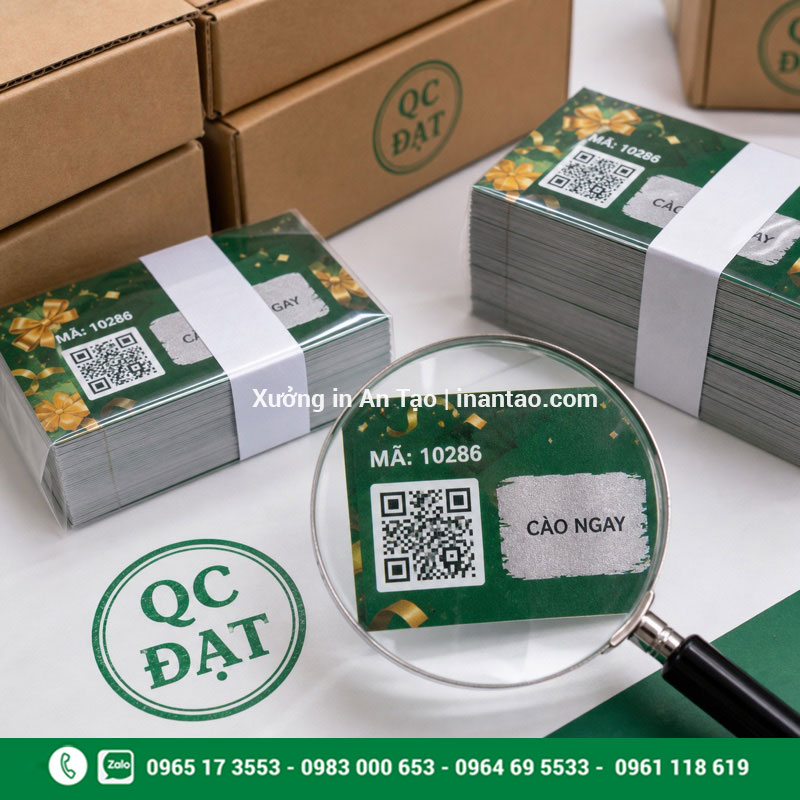 Kiểm tra, đóng gói thẻ cào trước khi giao Kiểm tra mã và lớp phủ sau gia công thẻ cào