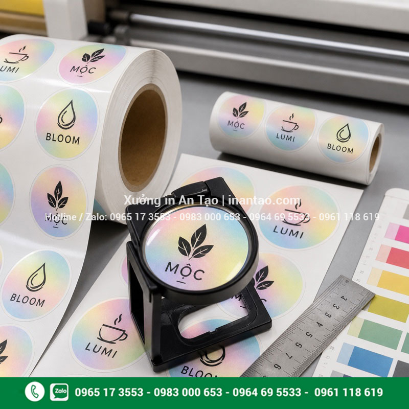 Kiểm tra chất lượng in tem 7 màu thường Kiểm tra cuộn in tem 7 màu thường tại xưởng