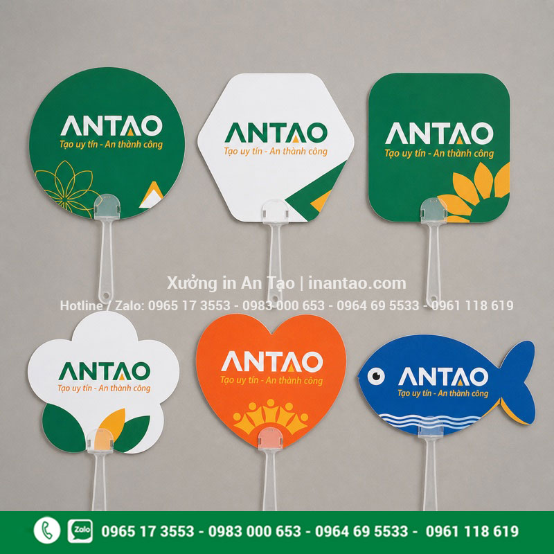 Kiểu dáng quạt cầm tay giấy theo yêu cầu Các kiểu dáng quạt cầm tay giấy tròn đa giác hoa tim và cá