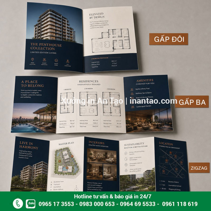 Kiểu gấp brochure theo bố cục nội dung Các kiểu gấp đôi gấp ba và ziczac khi in brochure