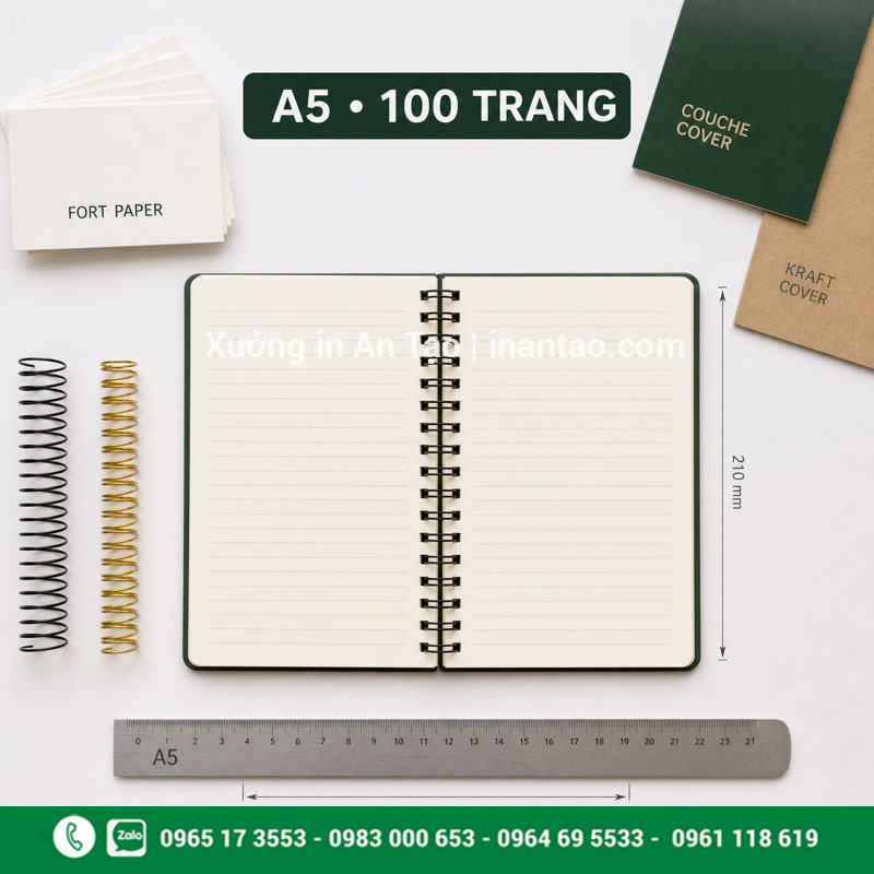 Quy cách in sổ tay A5 100 trang Quy cách in sổ tay A5 100 trang và vật liệu bìa ruột