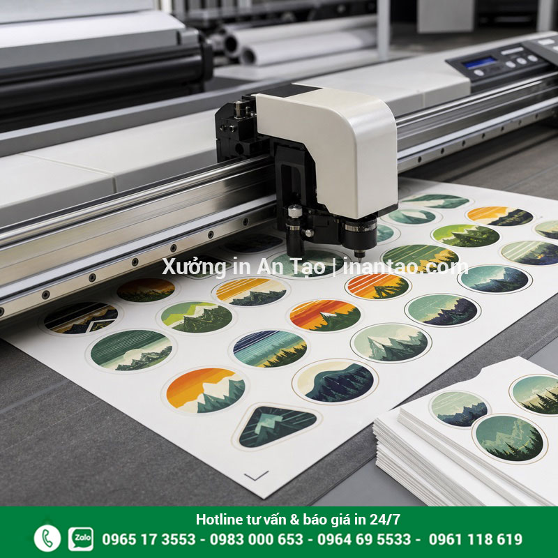 Quy trình bế decal chính xác theo đường viền Máy bế demi trong quy trình in decal theo yêu cầu