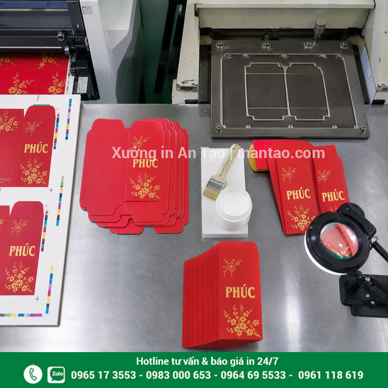 Quy trình sản xuất tại xưởng in bao lì xì Quy trình in bao lì xì từ in bế dán đến kiểm tra