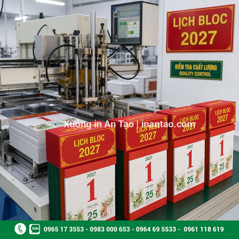 Quy trình sản xuất lịch bloc tại xưởng in Quy trình in lịch bloc và kiểm tra thành phẩm tại xưởng