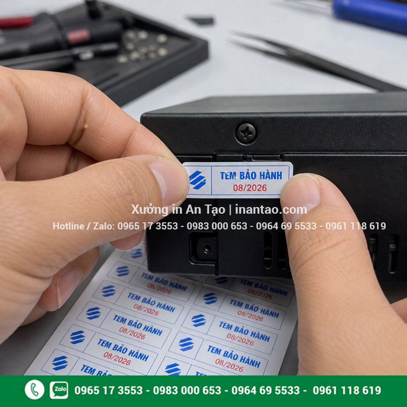 Ứng dụng tem bảo hành niêm phong thiết bị Tem bảo hành niêm phong đường ghép trên thiết bị điện tử