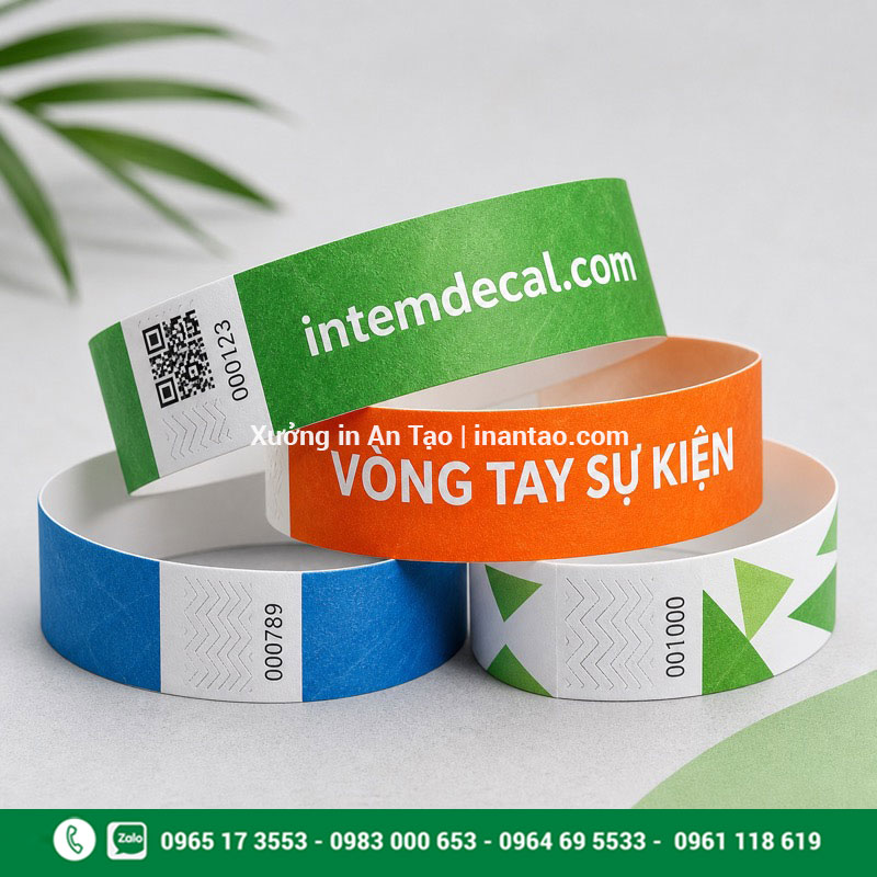 Mẫu vòng tay giấy thành phẩm của intemdecal.com Vòng tay giấy in màu theo yêu cầu tại intemdecal.com