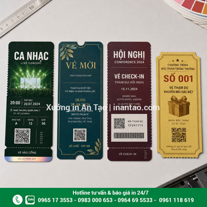 Các loại vé sự kiện phổ biến Các mẫu vé sự kiện gồm vé ca nhạc vé mời và vé hội nghị