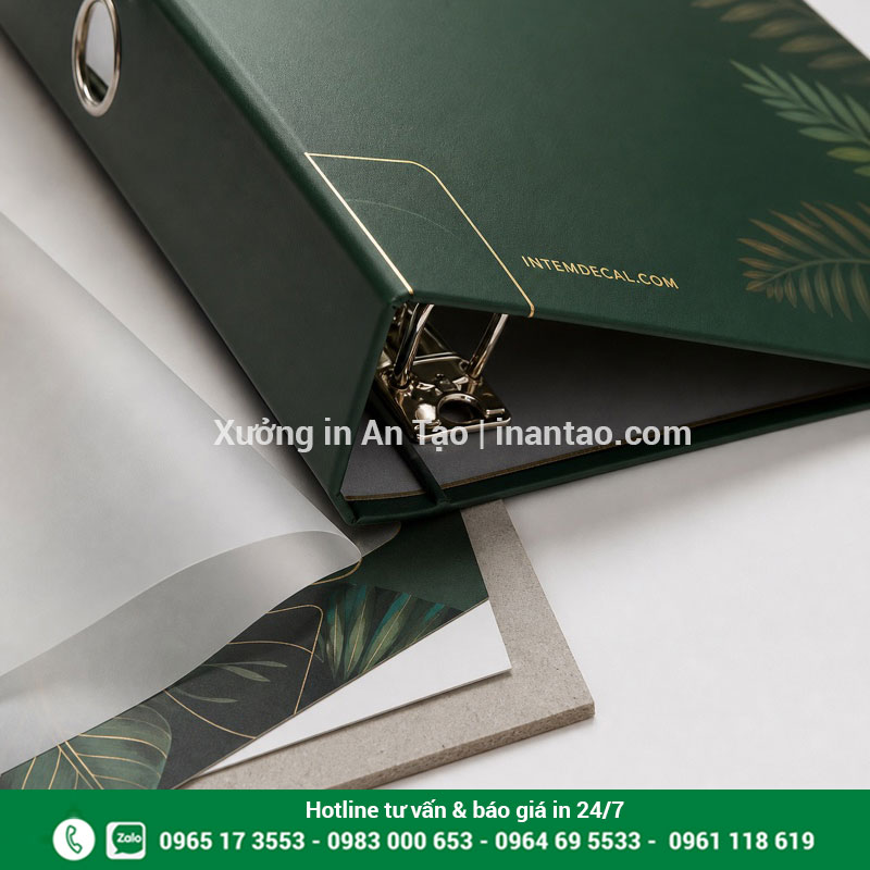 Chất liệu sản xuất bìa còng cao cấp Lớp giấy in, màng cán và carton dùng làm bìa còng