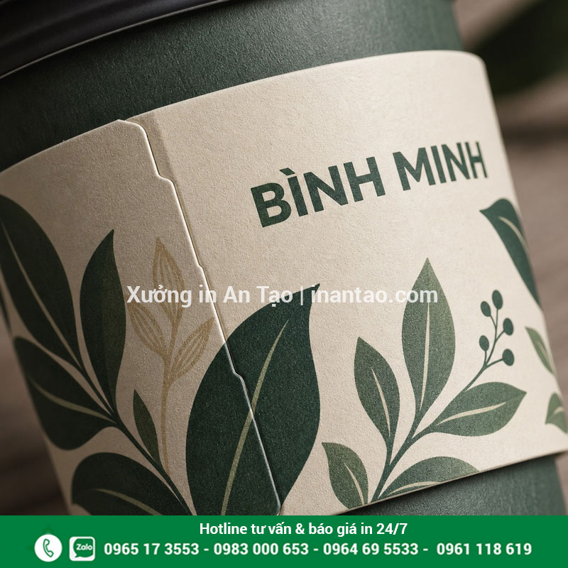 Chi tiết in cover ly giấy sắc nét Cận cảnh chất lượng in cover ly giấy và đường khóa thành phẩm