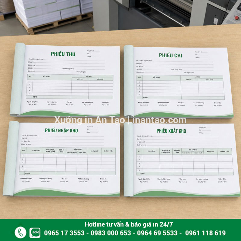 In biểu mẫu quản lý thu chi và kho theo yêu cầu Bộ biểu mẫu phiếu thu phiếu chi phiếu nhập kho và phiếu xuất kho