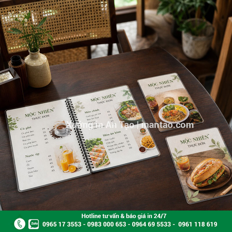 In menu nhựa bền đẹp theo yêu cầu tại intemdecal.com Mẫu in menu nhựa PVC hoàn chỉnh tại intemdecal.com