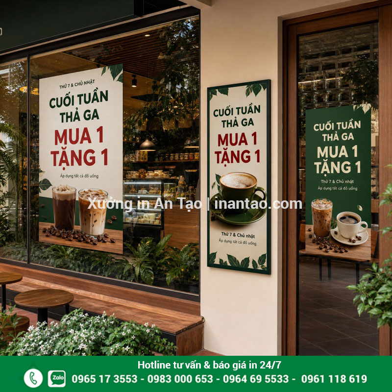 Mẫu in poster quảng cáo cửa hàng hoàn chỉnh In poster quảng cáo tại TPHCM dùng cho cửa hàng và quán cà phê