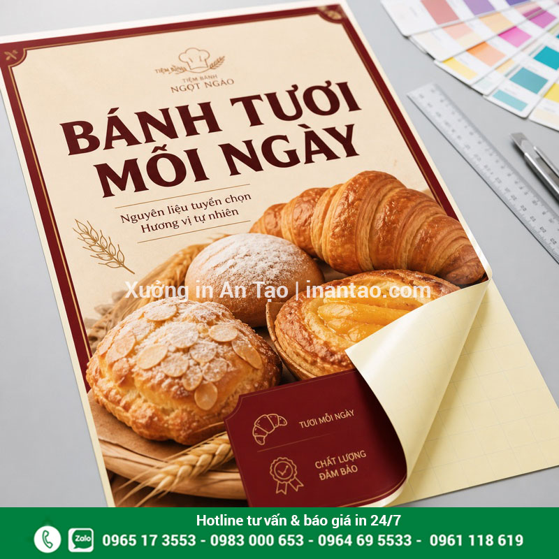 In poster quảng cáo decal giấy theo yêu cầu Mẫu in poster quảng cáo decal giấy có lớp keo phía sau