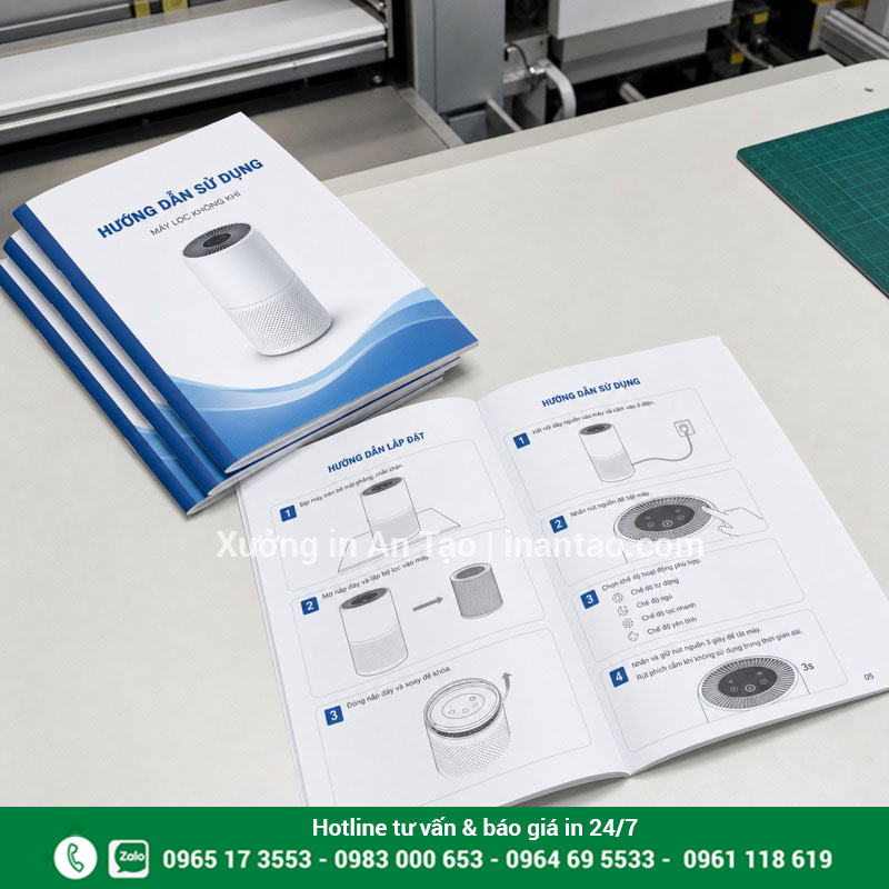 In sách hướng dẫn sử dụng theo yêu cầu Sách hướng dẫn sử dụng thiết bị có sơ đồ từng bước rõ ràng