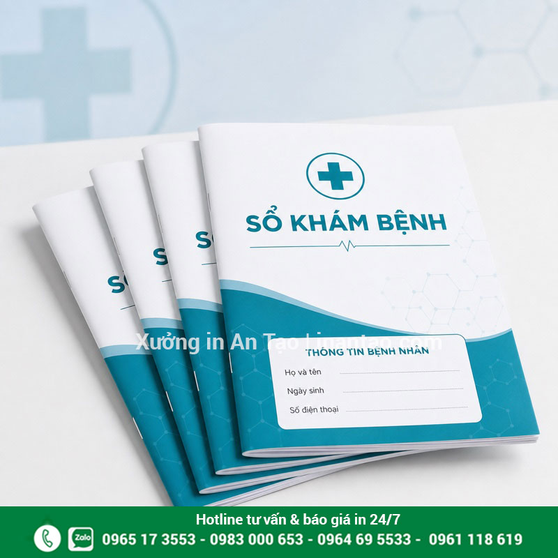 In sổ khám bệnh theo yêu cầu tại intemdecal.com Sản phẩm in sổ khám bệnh hoàn chỉnh tại intemdecal.com