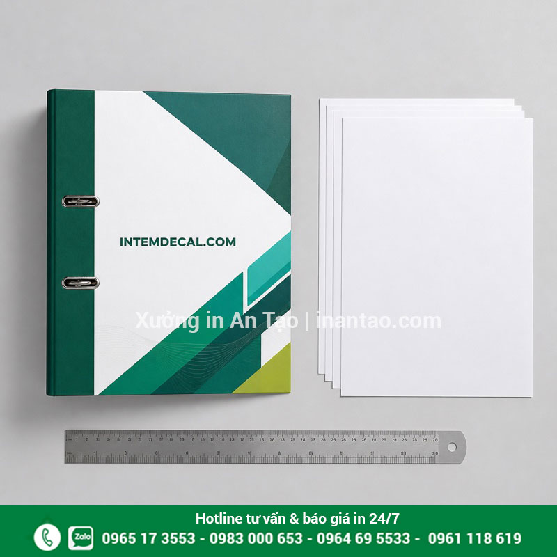 Kích thước bìa còng A4 thông dụng Minh họa kích thước bìa còng A4 và tập giấy