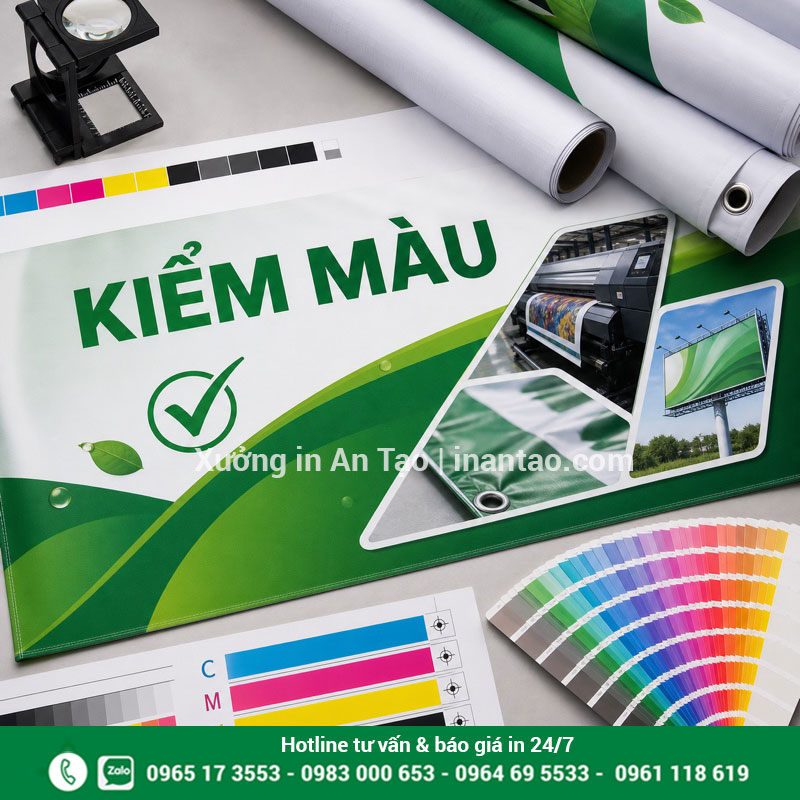 Quy trình kiểm màu in banner tại xưởng Kiểm tra màu CMYK và độ sắc nét trước khi in banner