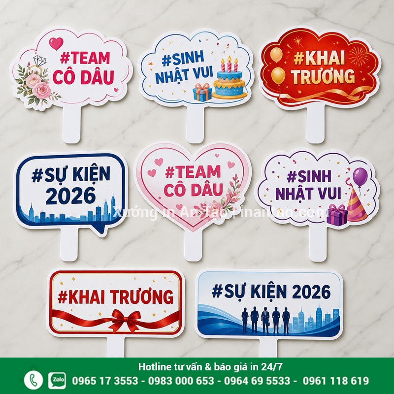 Mẫu in hashtag theo từng loại sự kiện Các mẫu hashtag cầm tay cho cưới, sinh nhật, khai trương và sự kiện
