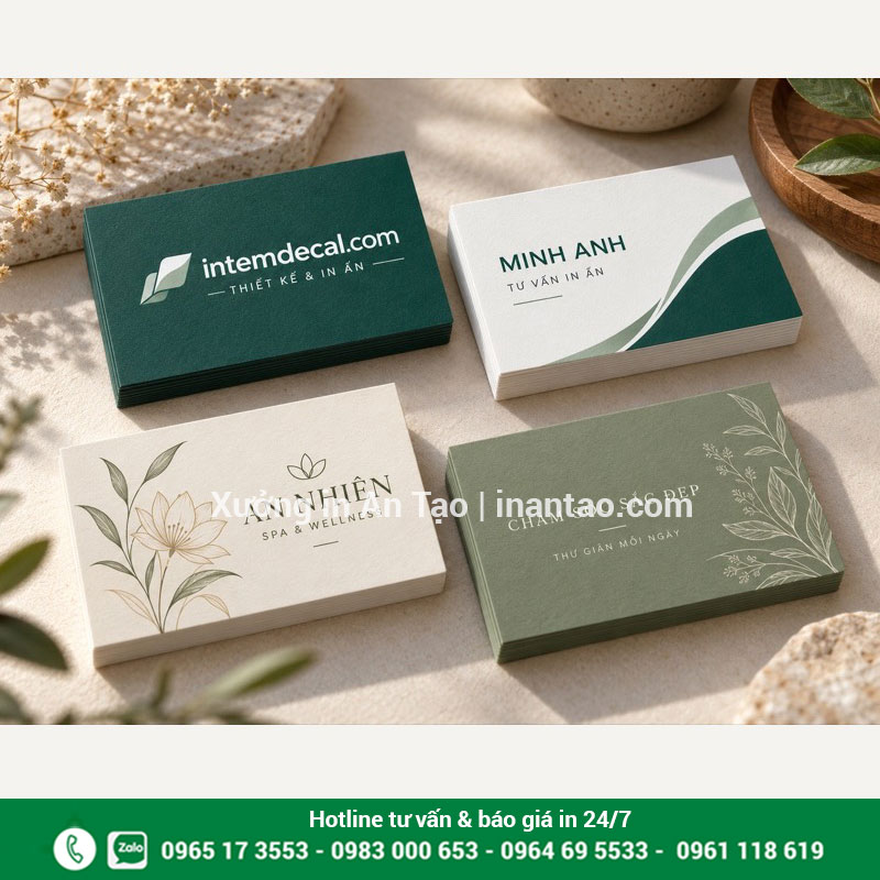 Thiết kế danh thiếp theo ngành nghề Mẫu thiết kế danh thiếp doanh nghiệp xanh trắng và spa tông xanh kem