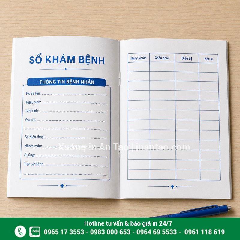 Thiết kế ruột sổ khám chữa bệnh dễ ghi chép Ruột sổ khám chữa bệnh có bảng ngày khám chẩn đoán điều trị