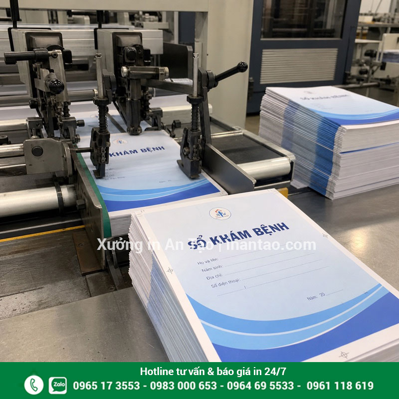 Xưởng in sổ khám bệnh HCM sản xuất số lượng lớn Xưởng in sổ khám bệnh HCM đang gia công thành phẩm